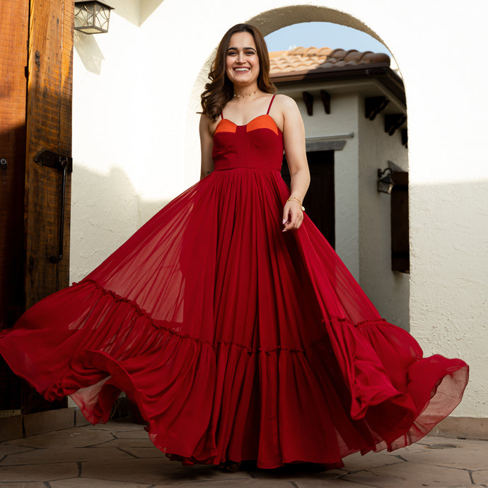 Pomelo Georgette Long Dress